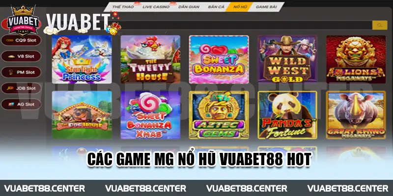 Các game MG nổ hũ Vuabet88 hot