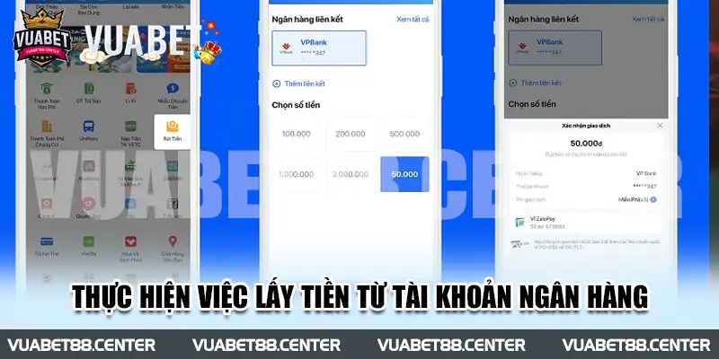 Thực hiện việc lấy tiền từ tài khoản ngân hàng